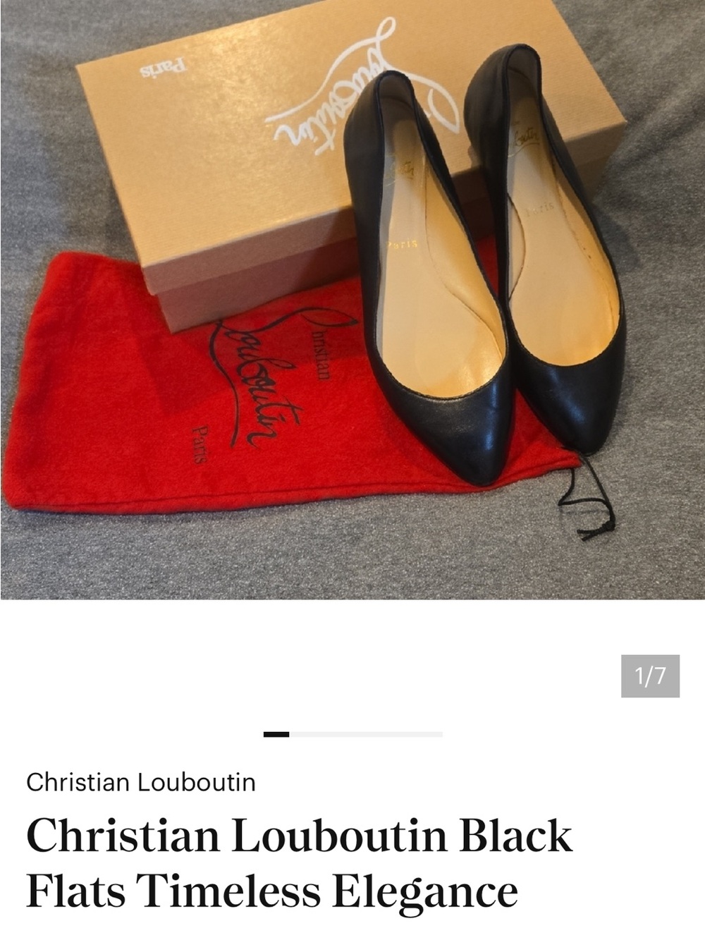 Christian Louboutin Black Pointed-Toe Leather Flats